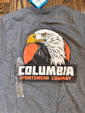 Columbia Dark Grey Eagle Men's Tee Shirt Tshirt Small NWT NEW